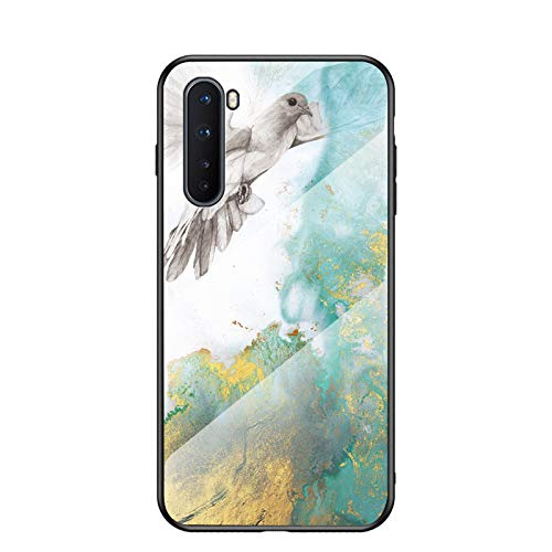 BeyondTop Funda para OnePlus Nord Marmol Case Tapa Trasera de Cristal Templado con TPU Edge Carcasa para OnePlus Nord (Amarillo)