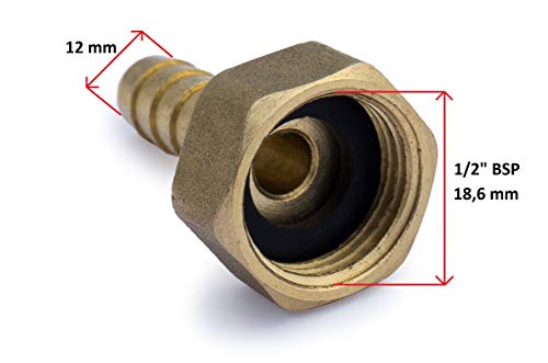 BFG Diamond Racor de Rosca de para Tubos de latón y Cobre, para conectar Tubos | de una Pieza, con Rosca Interior | MAX. Temperatura de Funcionamiento 90 ° C, presión máxima de Funcionamiento 10 Bar