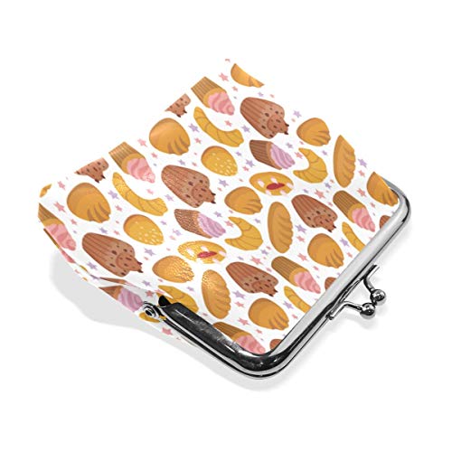 BGHYT Monedero Patrón de repostería Francesa Cupcke Pan Monedero Bolsas de Cuero Cambio de Titular de la Tarjeta Embrague Bolso