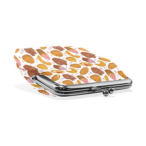 BGHYT Monedero Patrón de repostería Francesa Cupcke Pan Monedero Bolsas de Cuero Cambio de Titular de la Tarjeta Embrague Bolso