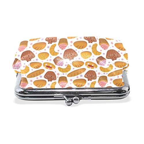 BGHYT Monedero Patrón de repostería Francesa Cupcke Pan Monedero Bolsas de Cuero Cambio de Titular de la Tarjeta Embrague Bolso