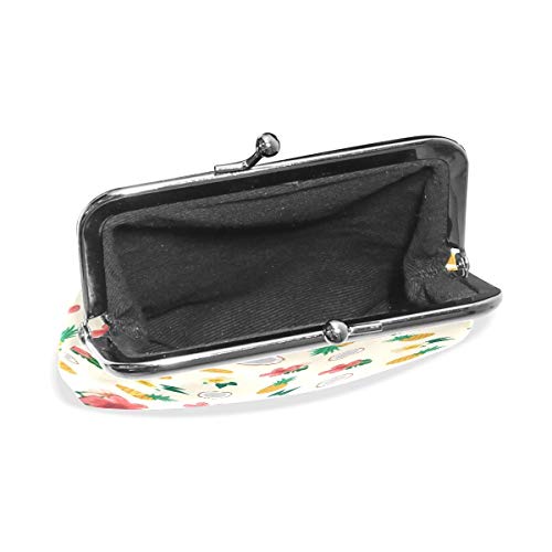 BGHYT Monedero Piña Amarilla Roja Flor cremosa Monedero Bolsas Cartera de Cambio de Cuero Tarjeta Cartera de Mano