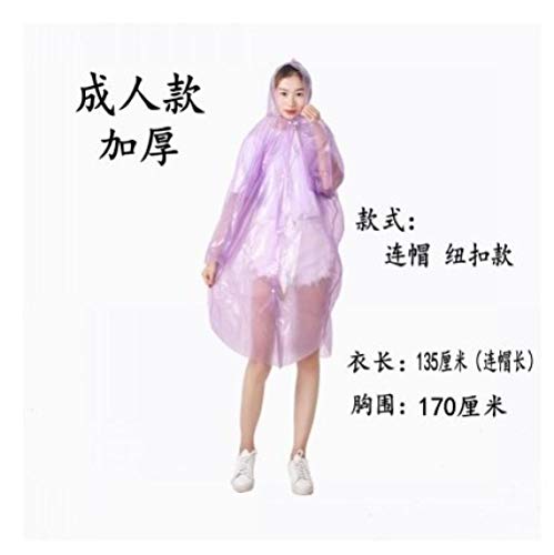 B/H Chubasquero Impermeable EVA Poncho,Impermeable portátil Transparente Integrado, Poncho de Emergencia-Botón Grueso Morado_10,Poncho de Lluvia Reusable de Ripstop transpirante