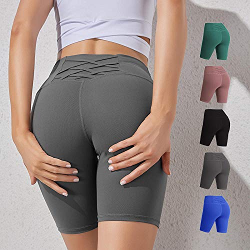 B/H Mallas de compresión de Control de Barriga,Leggings Capri elásticos para Mujer,Pantalones Cortos de Yoga para Correr de Secado rápido-A Bean Paste_XXXL