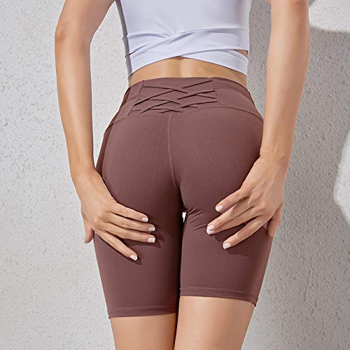 B/H Mallas de compresión de Control de Barriga,Leggings Capri elásticos para Mujer,Pantalones Cortos de Yoga para Correr de Secado rápido-A Bean Paste_XXXL
