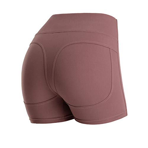 B/H Mallas de compresión de Control de Barriga,Leggings Capri elásticos para Mujer,Pantalones Cortos de Yoga para Correr de Secado rápido-A Bean Paste_XXXL
