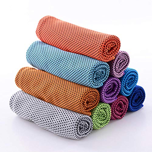 B/H Toalla de Hielo,Toalla Deportiva fría de Doble Capa Fitness Absorbente de Sudor enfriamiento Toalla Helada-I + H + E_30 * 90,Hielo Toalla