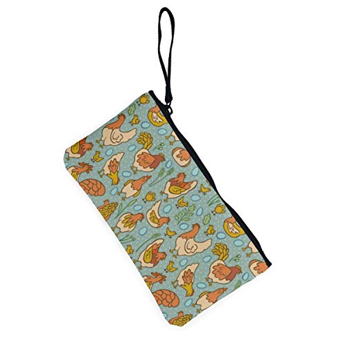 BHGYT Free Range Pollos Personalidad de Las Mujeres y niñas Moda Moda Pequeña Cartera de Monedas con Cremallera Cuadrada pequeña, Bolsa con Correa para la muñeca Bolsa de Maquillaje Tarjeta de Banco