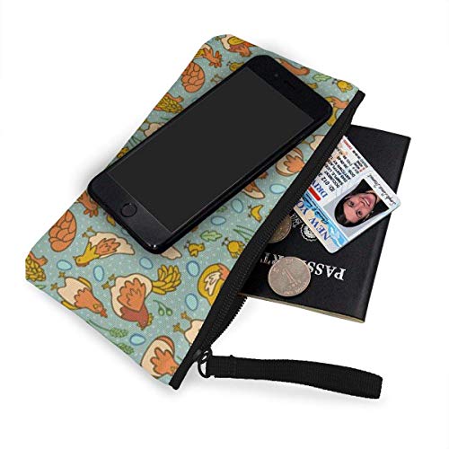BHGYT Free Range Pollos Personalidad de Las Mujeres y niñas Moda Moda Pequeña Cartera de Monedas con Cremallera Cuadrada pequeña, Bolsa con Correa para la muñeca Bolsa de Maquillaje Tarjeta de Banco