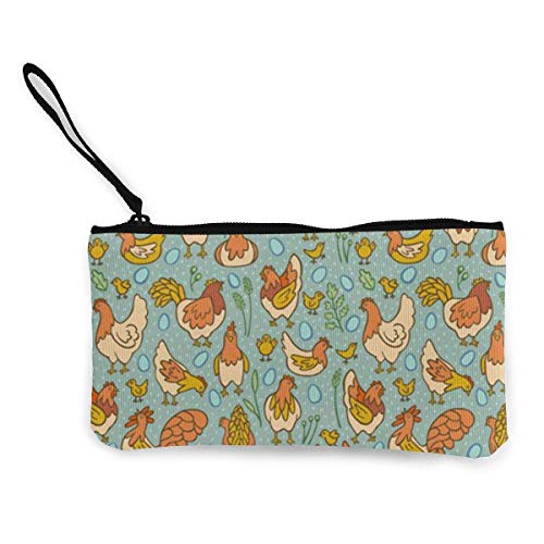 BHGYT Free Range Pollos Personalidad de Las Mujeres y niñas Moda Moda Pequeña Cartera de Monedas con Cremallera Cuadrada pequeña, Bolsa con Correa para la muñeca Bolsa de Maquillaje Tarjeta de Banco