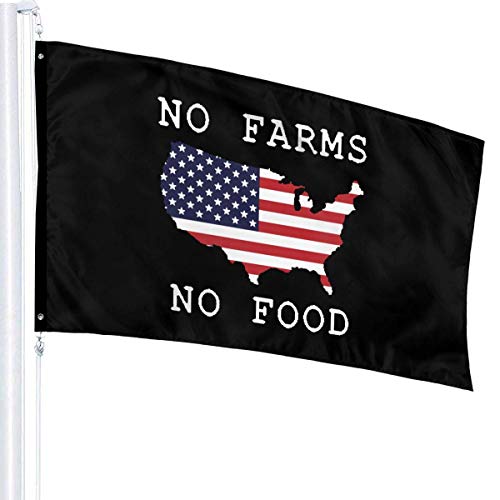 BHGYT No Farms No Food Farmer Truck Flag 3x5Ft Boys Official FlagSunset Hikers Flag Banner, Puertas traseras Dorms College Football Fraternities Fiestas