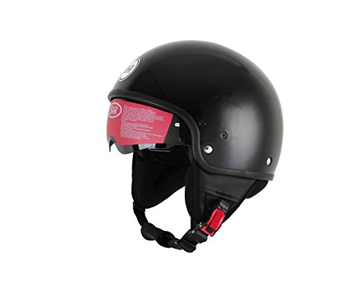 BHR 94140 Casco Demi-Jet Modelo 802 con Visera Total, Negro Metalizado, L (58 cm)