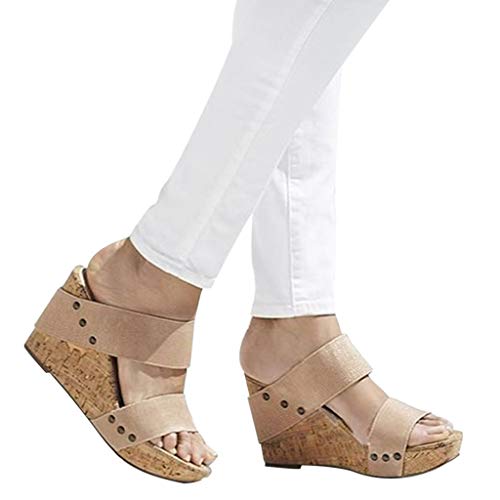 BHYDRY Verano para Mujer Transpirable Gruesa Inferior Retro Sandalias de cuña Pisos Zapatillas Romanas
