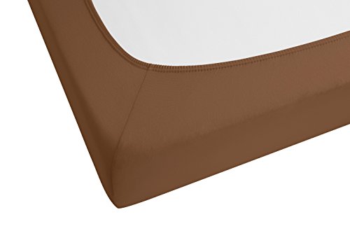 Biberna 77155/550/040 - Sábana bajera ajustable elástica, para una cama individual de 90 x 190 cm hasta 100 x 200 cm, color chocolate