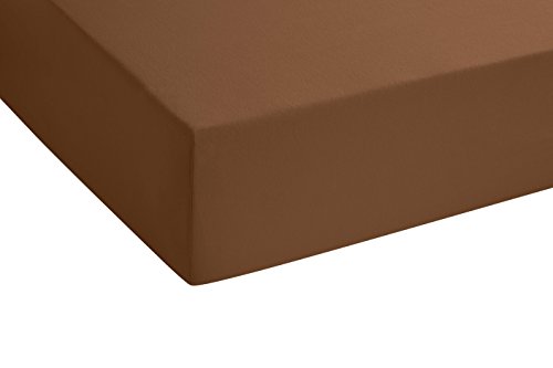 Biberna 77155/550/040 - Sábana bajera ajustable elástica, para una cama individual de 90 x 190 cm hasta 100 x 200 cm, color chocolate