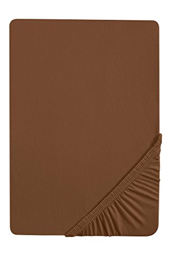 Biberna 77155/550/040 - Sábana bajera ajustable elástica, para una cama individual de 90 x 190 cm hasta 100 x 200 cm, color chocolate