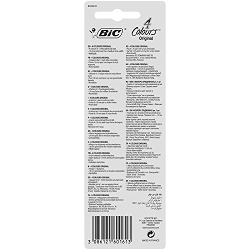BIC 4 colores Original bolígrafos Retráctiles punta media (1,0 mm) - Blíster de 1 Unidad