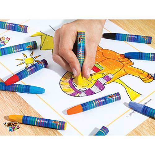 BIC Kids Maletín de colores - 12 Ceras Blandas para Colorear /12 rotuladores de colores Magic /6 Tubos de Pegamento con Purpurina y 1 Póster para Colorear