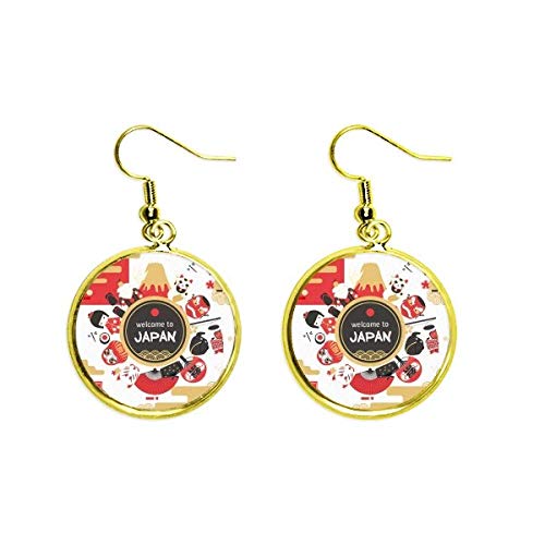 Bienvenido a Japón estilo japonés Sushi oído cuelgan oro gota pendiente joyería mujer