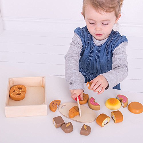 Bigjigs Toys Canasta de Pan y Pasteles Cortados