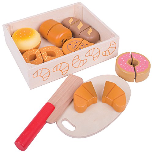 Bigjigs Toys Canasta de Pan y Pasteles Cortados
