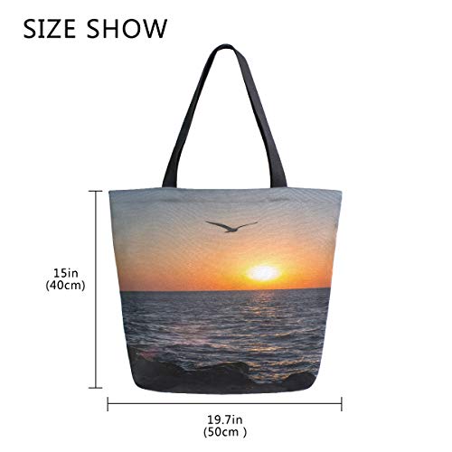 BIGJOKE - Bolso de lona para mujer, diseño de pájaros, color azul