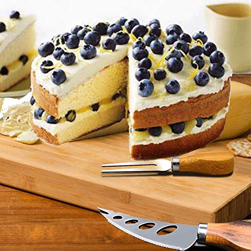 Bigpea Juego de Cuchillo para Queso-6 Piezas Cuchillos para Queso con Manejar de Madera de Bambú Acero Inoxidable, Cortador Queso Cortador Queso para Plato CharcuteríA y Juego Cubierto