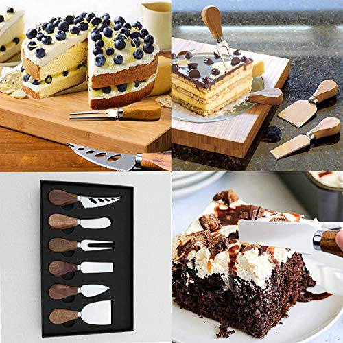 Bigpea Juego de Cuchillo para Queso-6 Piezas Cuchillos para Queso con Manejar de Madera de Bambú Acero Inoxidable, Cortador Queso Cortador Queso para Plato CharcuteríA y Juego Cubierto