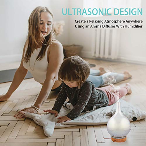 Biliblli Difusor de aceites Esenciales, humidificador ultrasónico de Cristal 3D, 7 ledes Que cambian de Color, sin Agua, sin BPA, para el hogar, 100 ml (B1-100 ml Aladdin)