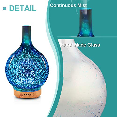 Biliblli Difusor de aceites Esenciales, humidificador ultrasónico de Cristal 3D, 7 ledes Que cambian de Color, sin Agua, sin BPA, para el hogar, 100 ml (B1-100 ml Aladdin)