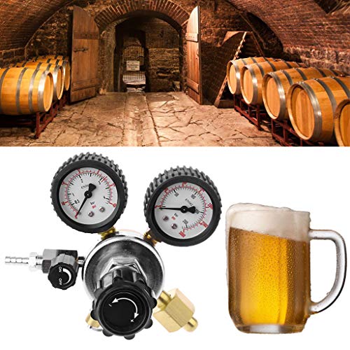 BIlinli Regulador de CO2 Barril Regulador de Cerveza con válvula de Alivio de presión para Gas 0-3000PSI (Medidor Doble) Reductor de dióxido de Carbono