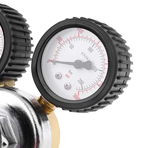 BIlinli Regulador de CO2 Barril Regulador de Cerveza con válvula de Alivio de presión para Gas 0-3000PSI (Medidor Doble) Reductor de dióxido de Carbono