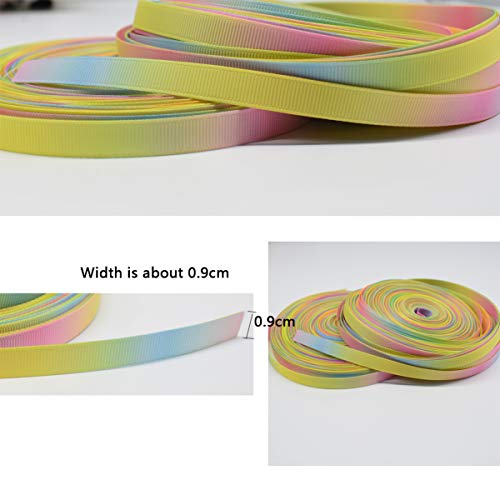 Biluer Cinta Arcoiris Cinta De Raso Decorativa Cinta De Raso 45.7 m x 9 mm Poliéster Cinta De Satén para Regalo Decoración de Cinta Fiesta Boda Navidad