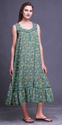 Bimba Polvo Azul del Trullo Mariposas Raya, Punto y Colorido camisón de algodón Estampado para Mujer Vestido sin Mangas Vestido Maxi Vestido XX-Large