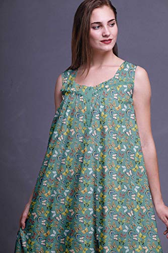 Bimba Polvo Azul del Trullo Mariposas Raya, Punto y Colorido camisón de algodón Estampado para Mujer Vestido sin Mangas Vestido Maxi Vestido XX-Large
