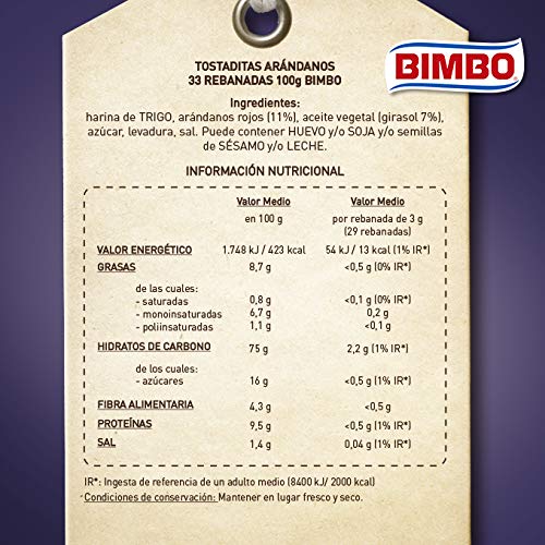 Bimbo Tostaditas con Arándanos - 90 g