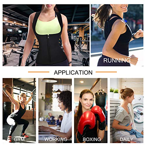 Bingrong Chaleco Neopreno Sauna Mujer Fajas Reductoras Adelgazantes Mujer Compresion para Adelgazante Sudoración para Deporte Fitness (Negro, XX-Large)