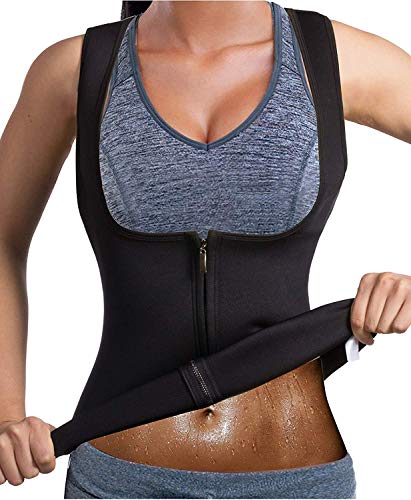 Bingrong Chaleco Neopreno Sauna Mujer Fajas Reductoras Adelgazantes Mujer Compresion para Adelgazante Sudoración para Deporte Fitness (Negro, XX-Large)