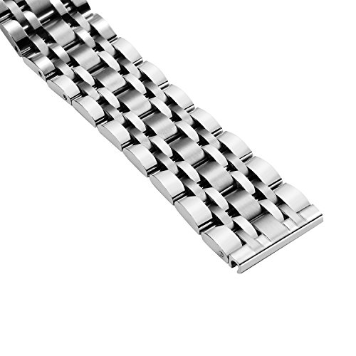 BINLUN - Correa de reloj en acero inoxidable en 6 colores (oro, plata, negro, oro rosa, tono dorado, tono oro rosa), 17 tamaños (10 mm – 26 mm)