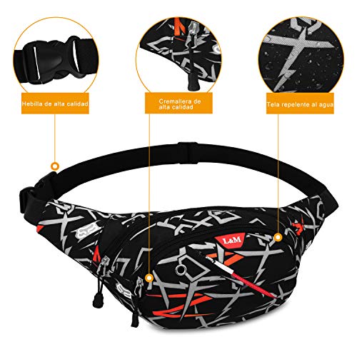 Bioasis Riñonera Deportiva, Riñonera Running Impermeables con Bandas para el Sudor Cinturón y Tiras Ajustables para Deportes Aire Libre Viaje Correr al Ciclismo Paseo (Rojo)