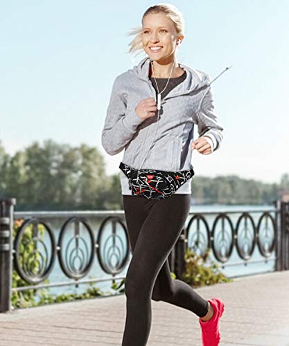 Bioasis Riñonera Deportiva, Riñonera Running Impermeables con Bandas para el Sudor Cinturón y Tiras Ajustables para Deportes Aire Libre Viaje Correr al Ciclismo Paseo (Rojo)