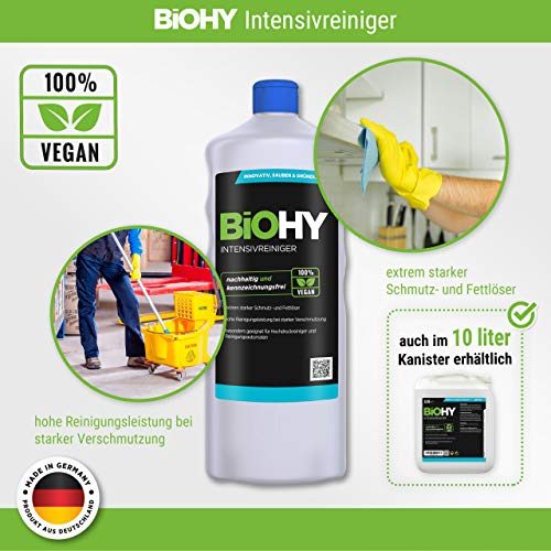 BiOHY Limpiador intensivo (1 botella de 1 litro) | Limpiador industrial de alto rendimiento | Limpiador básico ideal para limpiadores de alta presión (Intensivreiniger)