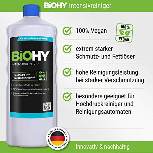 BiOHY Limpiador intensivo (1 botella de 1 litro) | Limpiador industrial de alto rendimiento | Limpiador básico ideal para limpiadores de alta presión (Intensivreiniger)
