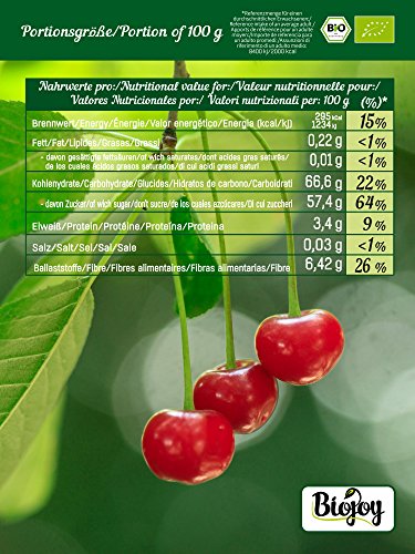 Biojoy Guindas deshidratadas BÍO, sin hueso sin azufre y sin azúcar (0,5 kg)