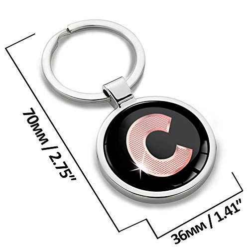 Biomar Labs® Llavero con Iniciales Personalizables en 3D, Letras del Alfabeto A-Z, Oro Rosa, para Hombre y Mujer, Letra C, KK 29