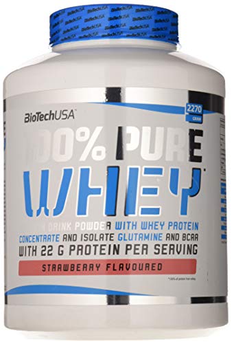 BioTech 100% Pure Whey Proteínas de Suero de Leche, Sabor Fresa - 2270 gr