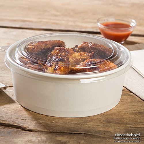 BIOZOYG 50x Tapas Desechables para envasar ensaladeras 1000 ml I Tapa plástica desechable y sostenible con 50% Pet Reciclado Ø 18.4 cm Redonda reciclable Transparente