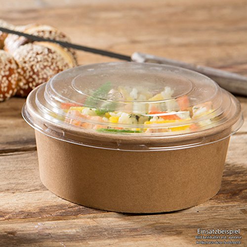 BIOZOYG 50x Tapas Desechables para envasar ensaladeras 1000 ml I Tapa plástica desechable y sostenible con 50% Pet Reciclado Ø 18.4 cm Redonda reciclable Transparente