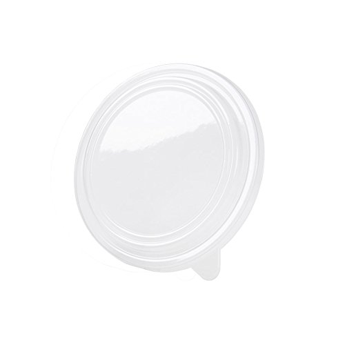 BIOZOYG 50x Tapas Desechables para envasar ensaladeras 1000 ml I Tapa plástica desechable y sostenible con 50% Pet Reciclado Ø 18.4 cm Redonda reciclable Transparente