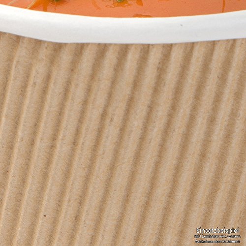 BIOZOYG Bio Vaso de Sopa desechable vajilla To Go de un Solo Uso cartón Kraft con Rifles Revestimiento Interior de PLA Blanco/marrón, pelada I 25 Copas biodegradables 375 ml